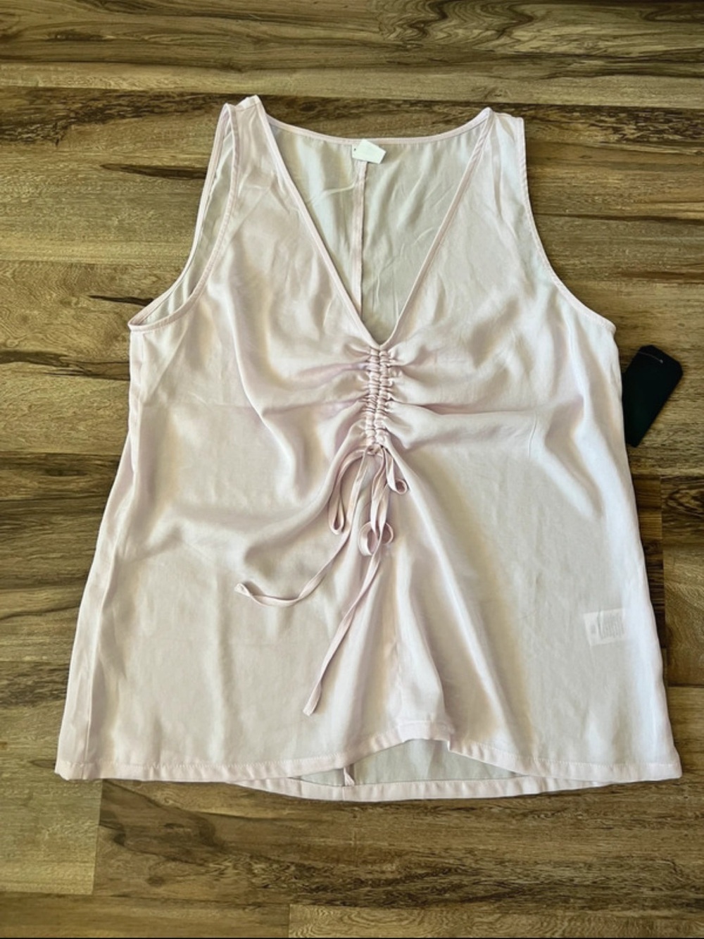 Melrose and Market Pale Pink V-Neck Tank with Front Drawstring